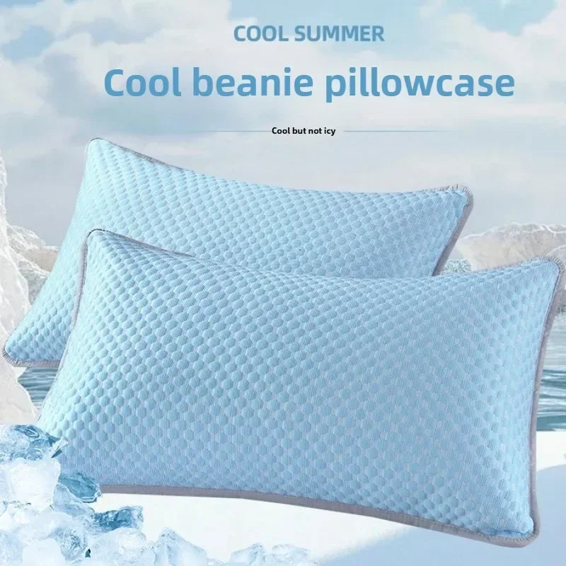 Summer Cooling Pillowcase Solid Color Ice Bean Bean Pillowcase Cool Feeling Air Conditioning Cover Washable (No Pillow) 48X74Cm