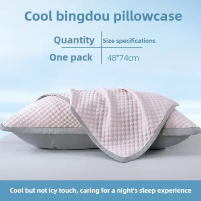 Summer Cooling Pillowcase Solid Color Ice Bean Bean Pillowcase Cool Feeling Air Conditioning Cover Washable (No Pillow) 48X74Cm